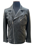 Black leather biker jacket with zippers, stylish and modern fashion outerwear