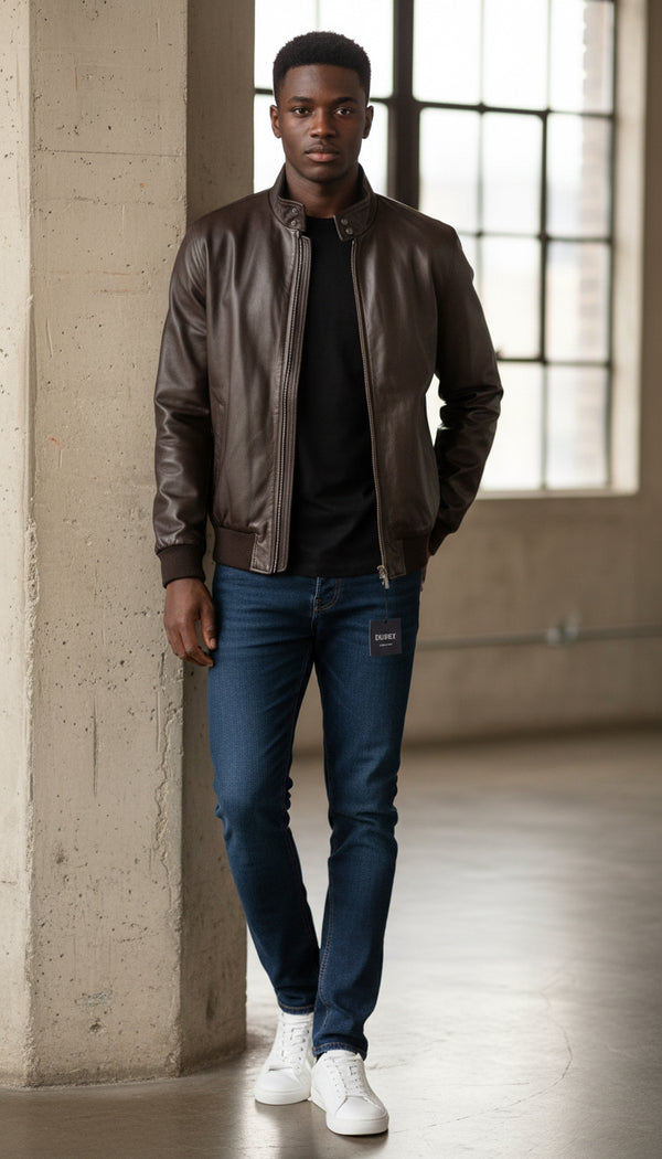 Black leathers jacket hand dyed by dubey(D118)