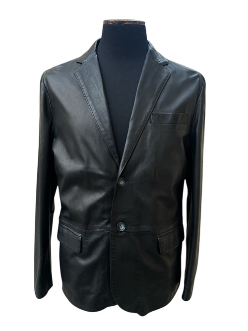 Black leather jacket hand dyed by Dubey (D106)