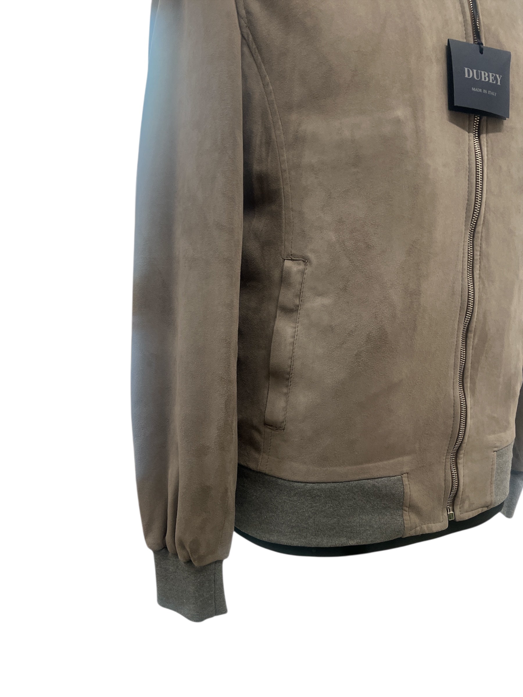 Slate grey bomber suede leather jacket by Dubey(d114)
